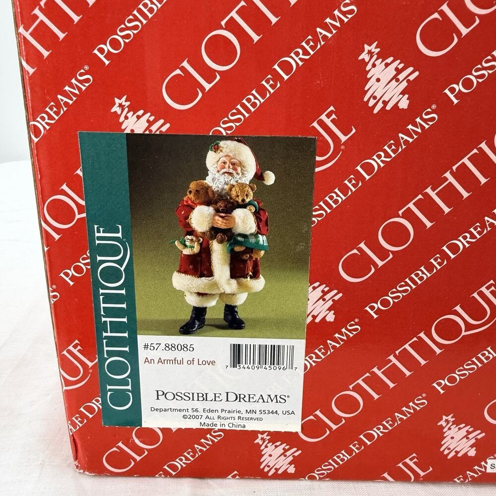 Vintage Possible Dreams Clothtique Santa Claus Teddy Figurine An Armful of Love - Picture 11 of 12